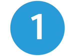 Simple graphic of a large, bold number 1 centered inside a solid blue circle, representing the first step or point in a sequence.