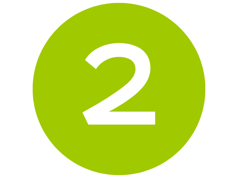 Simple graphic of a large, bold number 2 centered inside a solid green circle, representing the second step or point in a sequence