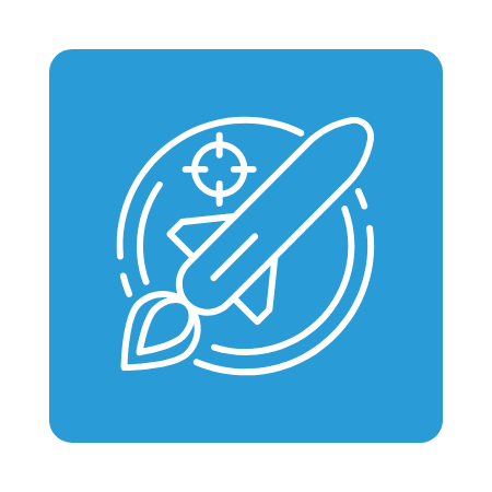 Icon of a guided missile illustrating the role of Printed Circuit Board Assemblies (PCBAs) in enhancing precision and accuracy in modern weaponry for defense applications.